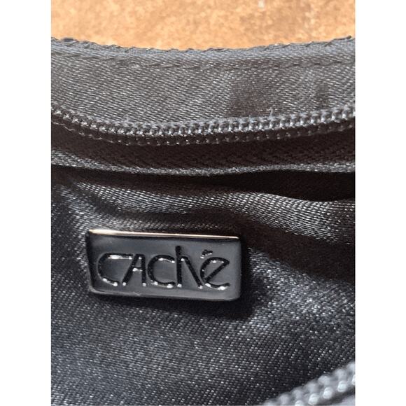 90s Cache Black Sequin Mini Baguette Bag Silver Chain Handle Evening Purse Small - Picture 7 of 8